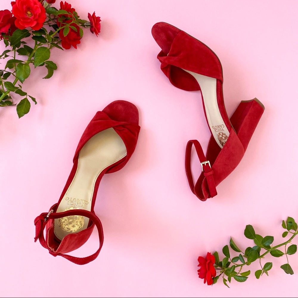 Vince Camuto Red Wesher Ankle Strap Sandal…